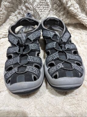 L.L. Bean Gray and Black Closed-Toe Sport Sandals